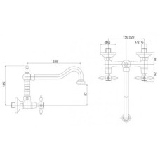 Смеситель для кухни золото 24 карат, ручки золото 24 карат Cezares Nostalgia NOSTALGIA-LLP-03/24