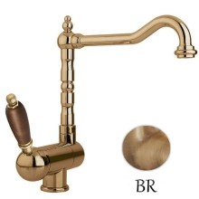 Смеситель для кухни с регулируемым углом наклона излива бронза, ручка орех Cezares Elite ELITE-LLPM2-02-Nc