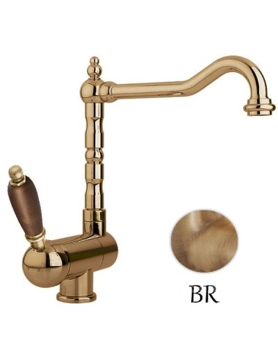 Смеситель для кухни с регулируемым углом наклона излива бронза, ручка орех Cezares Elite ELITE-LLPM2-02-Nc