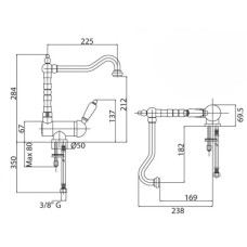 Смеситель для кухни с регулируемым углом наклона излива бронза, ручка орех Cezares Elite ELITE-LLPM2-02-Nc