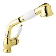 Смеситель для кухни с выдвижным душем золото 24 карат, ручка белая Cezares Elite ELITE-LLDM-03/24-Bi