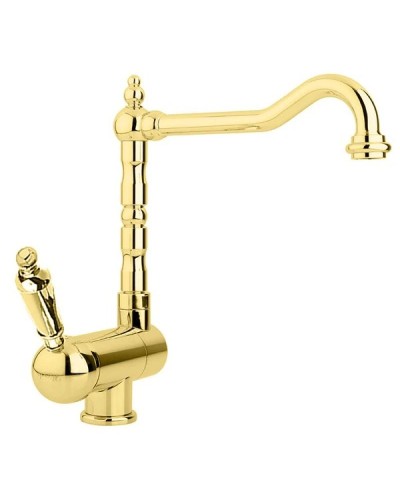 Смеситель для кухни с регулируемым углом наклона излива золото 24 карат, ручка металл Cezares Elite ELITE-LLPM2-03/24-M