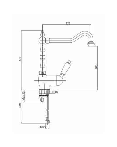Смеситель для кухни хром, ручка белая Cezares Elite ELITE-LLM2-01-Bi