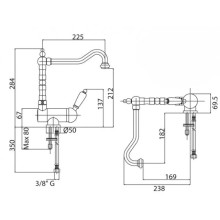 Смеситель для кухни с регулируемым углом наклона излива бронза, ручка белая Cezares Elite ELITE-LLPM2-02-Bi