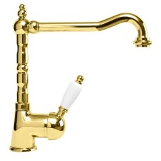 Смеситель для кухни золото 24 карат, ручка белая Cezares Elite ELITE-LLM2-03/24-Bi