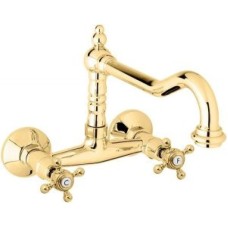 Смеситель для кухни золото 24 карат, ручки золото 24 карат Cezares Golf GOLF-LLP-03/24