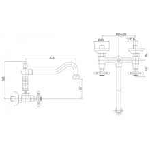 Смеситель для кухни золото 24 карат, ручки золото 24 карат Cezares Golf GOLF-LLP-03/24