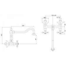 Смеситель для кухни золото 24 карат, ручки золото 24 карат Cezares Golf GOLF-LLP-03/24