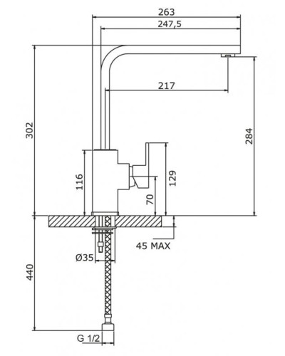Смеситель для кухни хром, ручка хром Cezares Levico LEVICO-LLM-01