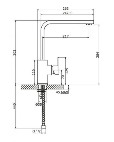 Смеситель для кухни хром, ручка хром Cezares Molveno MOLVENO-LLM-01-Cr