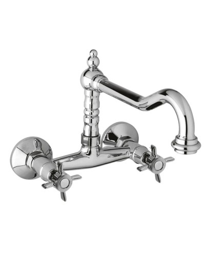 Кухонный смеситель для настенного монтажа хром, ручки хром Cezares Lord LORD-LLP-01