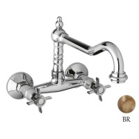 Кухонный смеситель для настенного монтажа бронза, ручки бронза Cezares Lord LORD-LLP-02