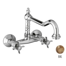 Кухонный смеситель для настенного монтажа бронза, ручки бронза Cezares Lord LORD-LLP-02