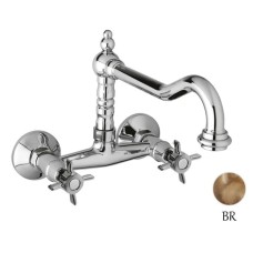 Кухонный смеситель для настенного монтажа бронза, ручки бронза Cezares Lord LORD-LLP-02