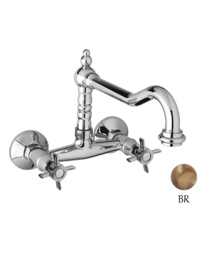 Кухонный смеситель для настенного монтажа бронза, ручки бронза Cezares Lord LORD-LLP-02