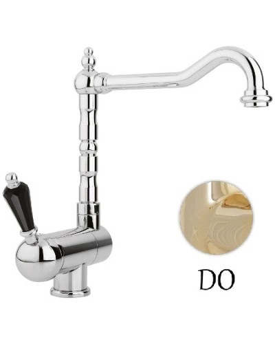 Смеситель для кухни с регулируемым углом наклона излива золото 24 карат, ручка Swarovski Nero Cezares Vintage VINTAGE-LLPM2-03/24-Sw-N