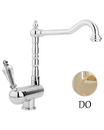 Смеситель для кухни с регулируемым углом наклона излива золото 24 карат, ручка Swarovski Cezares Vintage VINTAGE-LLPM2-03/24-Sw