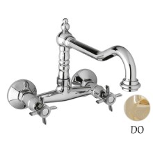 Кухонный смеситель для настенного монтажа золото 24 карат, ручки золото 24 карат Cezares Lord LORD-LLP-03/24