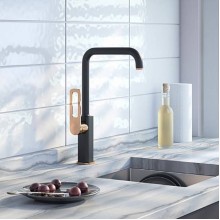 Смеситель для кухни Iddis Slide SLIBG00i05 Черный Розовое золото