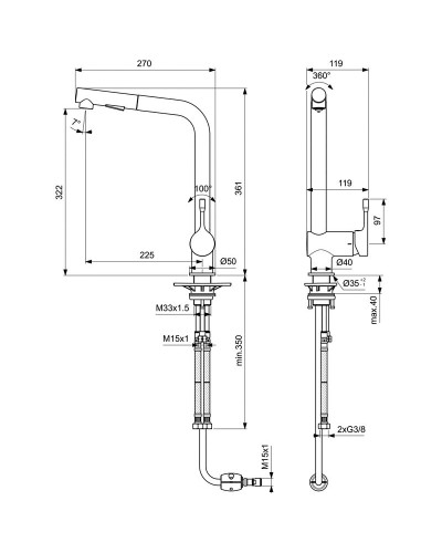 Смеситель для кухни Ideal Standard Ceralook BC178AA Хром Черный