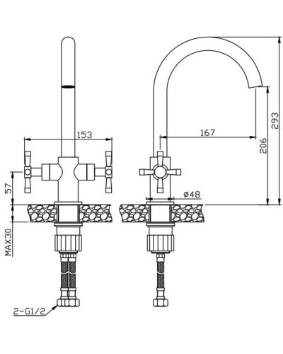 Смеситель для кухни Orange Mia M34-821B Черный матовый