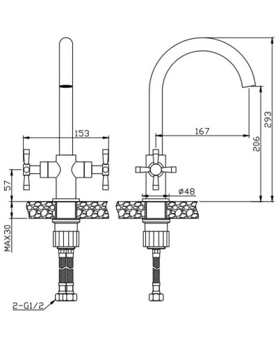 Смеситель для кухни Orange Mia M34-821Gr Графит