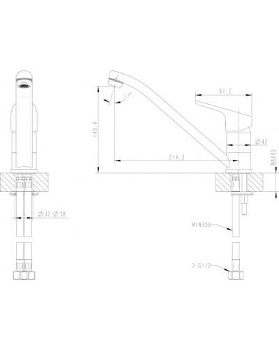 Смеситель для кухни Bravat Drop F74898C-2