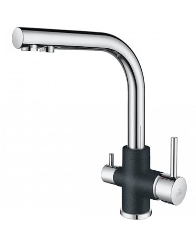 Смеситель для кухни Paulmark Essen Es213011-BLMCR Черный металлик Хром