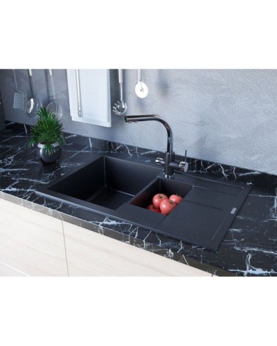 Смеситель для кухни Paulmark Essen Es213011-BLMCR Черный металлик Хром