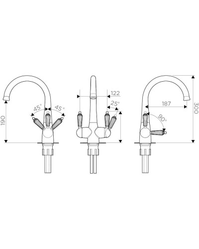 Смеситель для кухни с подключением к фильтру античная латунь Omoikiri Okinawa-AB