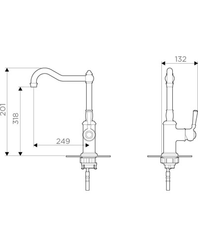 Смеситель для кухни античная бронза Omoikiri Kashiwa-O