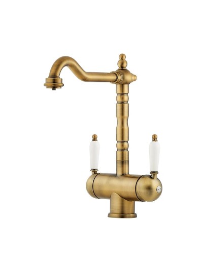 Смеситель для кухни с подключением к фильтру античная латунь Omoikiri Amagasaki-AB