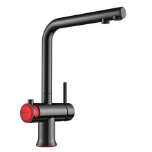 Смеситель для кухни с подключением к фильтру вороненая сталь/красный Omoikiri Hotaru-R
