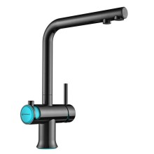 Смеситель для кухни с подключением к фильтру вороненая сталь/голубой Omoikiri Hotaru-B