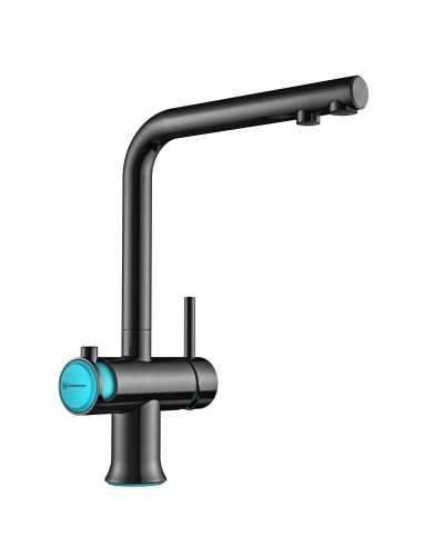 Смеситель для кухни с подключением к фильтру вороненая сталь/голубой Omoikiri Hotaru-B