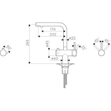 Смеситель для кухни с подключением к фильтру вороненая сталь/голубой Omoikiri Hotaru-B