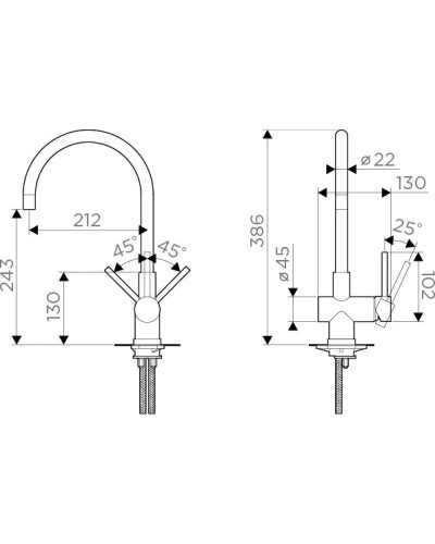 Смеситель для кухни хром Omoikiri Sendai
