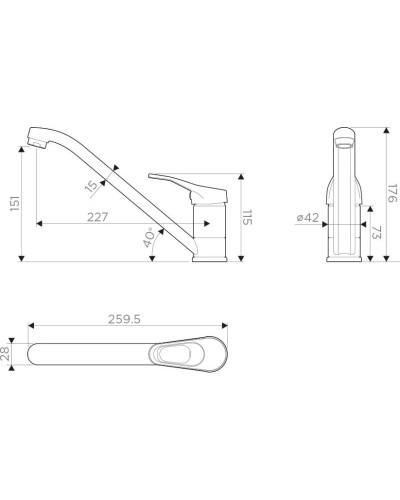 Смеситель для кухни темный шоколад Omoikiri Kado-DC