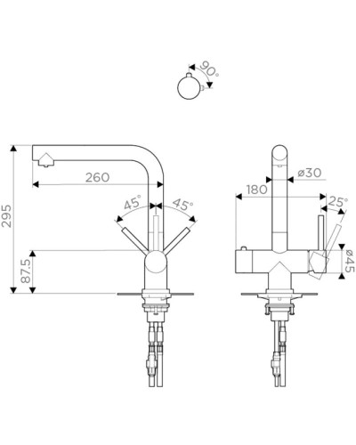 Смеситель для кухни с подключением к фильтру нержавеющая сталь Omoikiri Takamatsu
