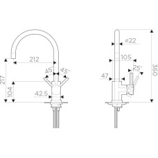 Смеситель для кухни вороненая сталь Omoikiri Wakayama-GM 4994290