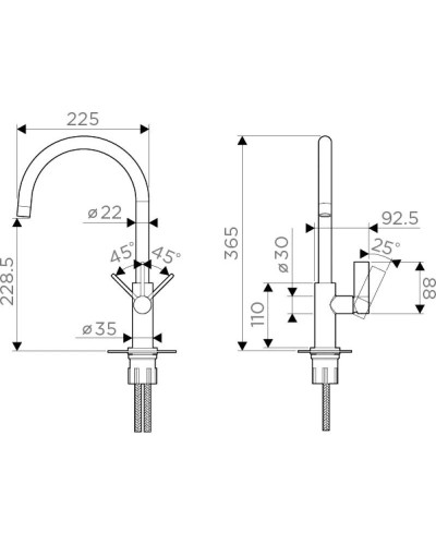Смеситель для кухни хром Omoikiri Okayama