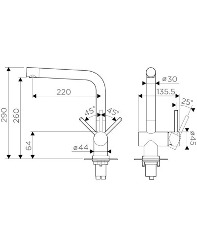 Смеситель для кухни нержавеющая сталь Omoikiri Koriyama