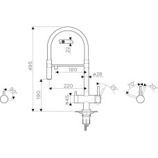 Смеситель для кухни с подключением к фильтру хром Omoikiri Kanto-C