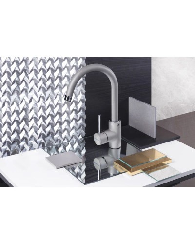 Смеситель для кухни ленинградский серый Omoikiri Shinagawa-GR