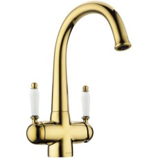 Смеситель для кухни с подключением к фильтру золото Omoikiri Okinawa-2-G