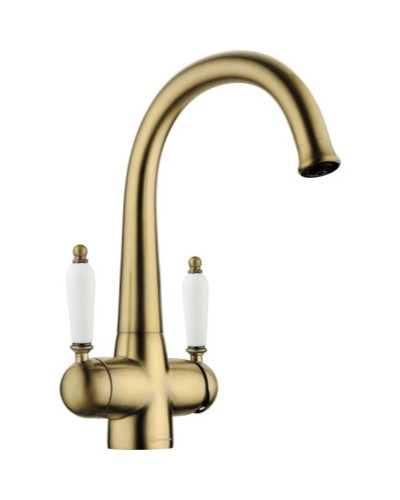 Смеситель для кухни с подключением к фильтру античная латунь Omoikiri Okinawa-2-AB