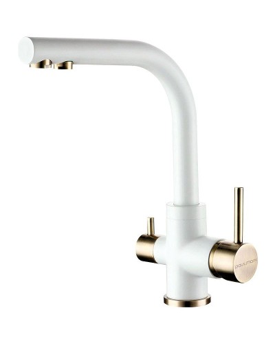 Смеситель для кухни Paulmark Essen Es213011-431BR Белый матовый Бронза