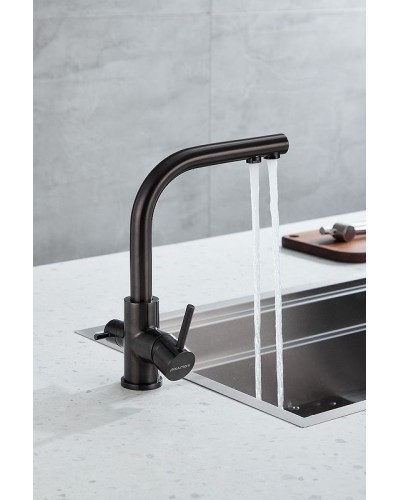 Смеситель для кухни Paulmark Essen Es213011-GM Вороненая сталь