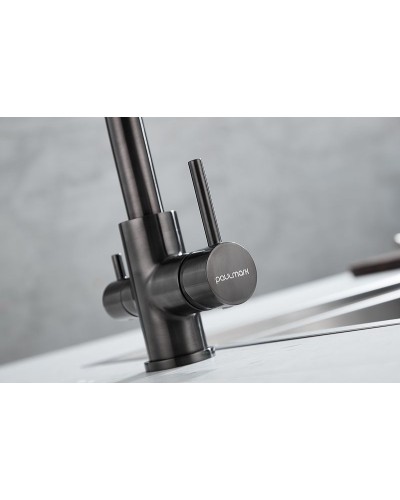 Смеситель для кухни Paulmark Essen Es213011-GM Вороненая сталь