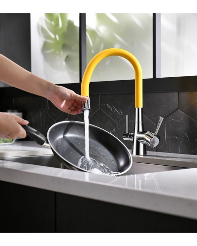 Смеситель для кухни Lemark Comfort LM3075C-Yellow Хром Желтый